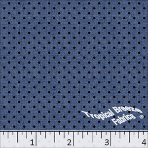 Blue, Standard Weave Polka Dot Poly Cotton Fabric 0475