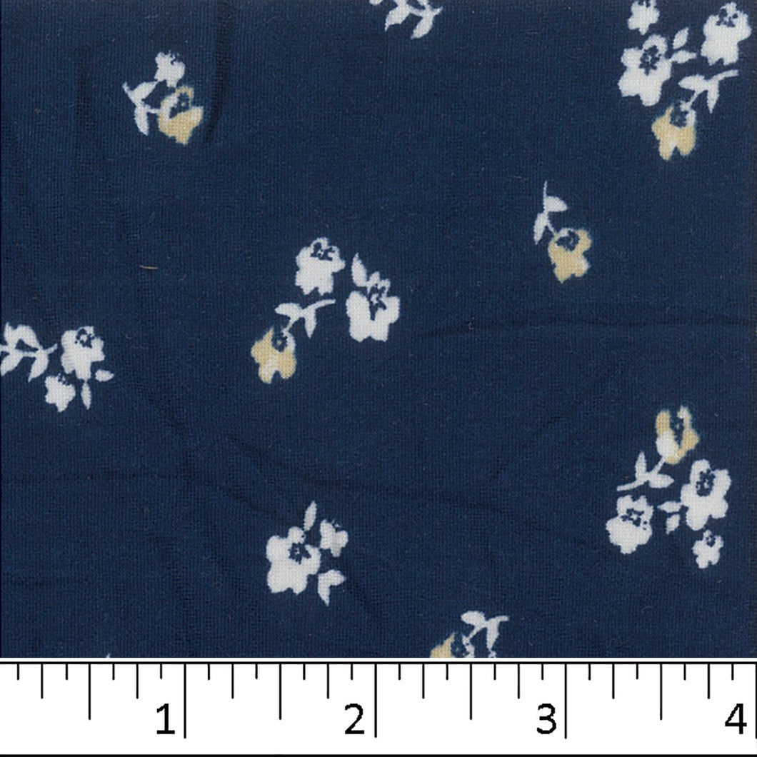 blue-Double Brushed Tiny Floral Print Fabric S120