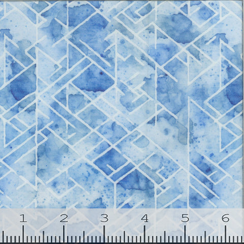 blue, Geometric Poly Cotton Fabric 00004