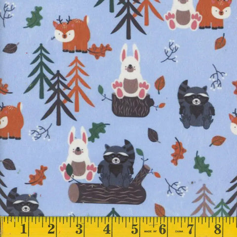 blue, Forest Buddies Minky Fleece Fabric 1349