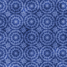 Indigo Splash Collection Circular Medallion Cotton Fabric 15714 blue