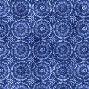 Indigo Splash Collection Circular Medallion Cotton Fabric 15714 blue