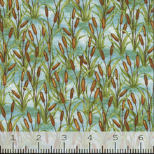 Down by the Lake Collection Packed Cattails Cotton Fabric blue