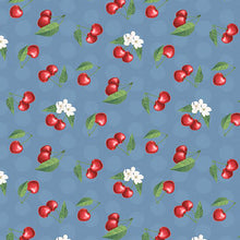 Fresh and Sweet Collection Cherry Toss Cotton Fabric blue