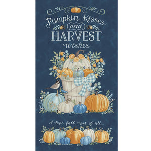 Pumpkin Kisses and Harvest Wishes Panel blue