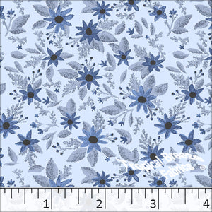 Poly Cotton Wildflower Print Fabric 5755 Blue