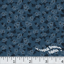 Poly Cotton Floral Print Dress Fabric blue