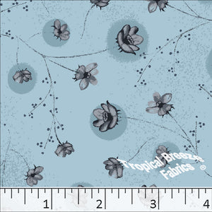 Floral Poly Cotton Dress Fabric blue