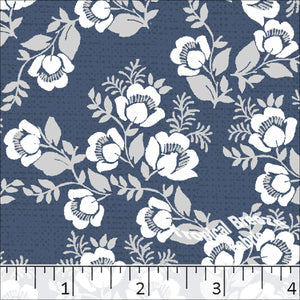 Floral Poly Cotton Dress Fabric blue