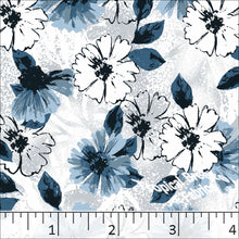 Poly Cotton Floral Dress Fabric blue