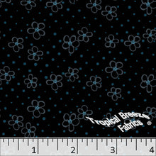 Standard Weave Doodle Flowers Poly Cotton Fabric Blue