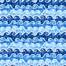The Sea is Calling Collection Waves Cotton Fabric blue