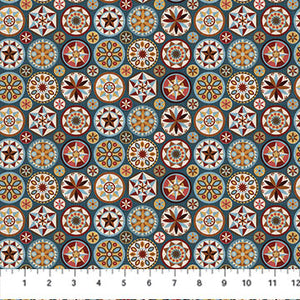 Barn Quilts Collection Circle Cotton Fabric DP27319 blue