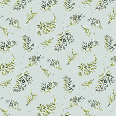 Blessed by Nature Collection Fern Toss Cotton Fabric 17812 blue