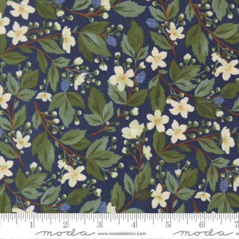 blue, Brookside Collection Bramble Floral Cotton Fabric 36081