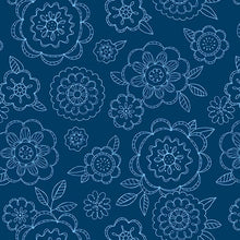 Colors of Summer Collection Large Floral Cotton Fabric 23703 blue