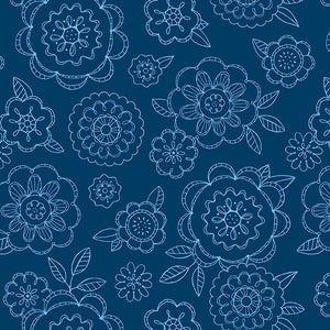 Colors of Summer Collection Large Floral Cotton Fabric 23703 blue