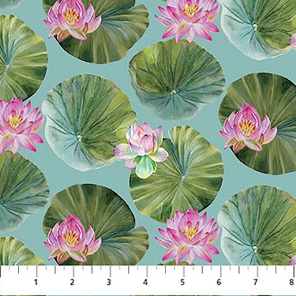 Water Lilies Collection Lily Pads Cotton Fabric blue