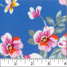 Blue, DTY Brushed Floral Print Fabric FA14585