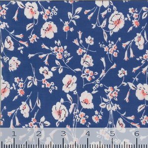 DTY Floral Knit Print Poly-Spandex Fabric 11719 blue