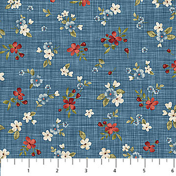 blue, Farmhouse Sampler Collection Small Floral Cotton Fabric 28605