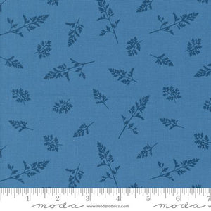 Field of Flowers Collection Small Leaf Print Cotton Fabric 3317 blue