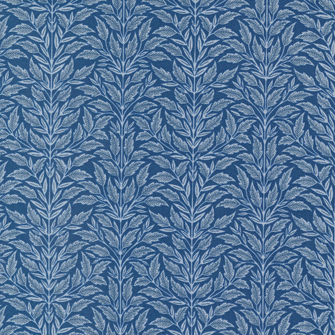 Flower Press Collection Leaf Print Cotton Fabric 3306 blue