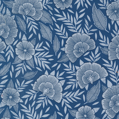 Flower Press Collection Scatter Florals Cotton Fabric 3301 blue