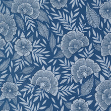 Flower Press Collection Scatter Florals Cotton Fabric 3301 blue