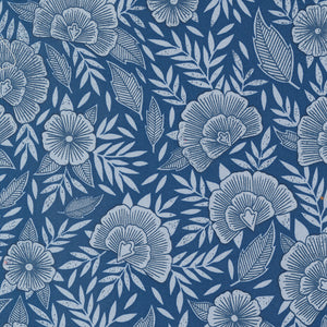 Flower Press Collection Scatter Florals Cotton Fabric 3301 blue