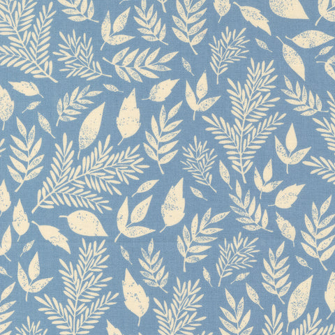 Flower Press Collection Scattered Leaf Cotton Fabric 3303 blue