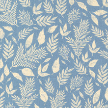 Flower Press Collection Scattered Leaf Cotton Fabric 3303 blue