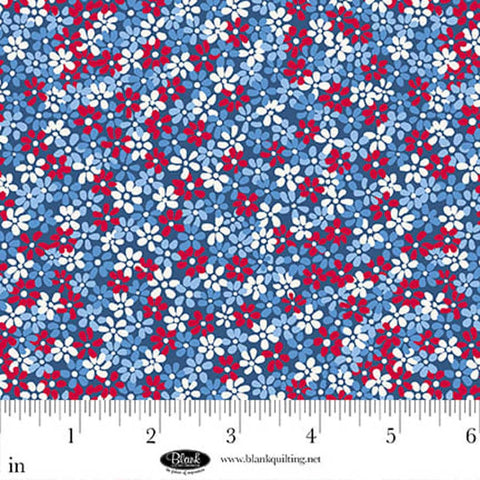 blue, Front Porch Charm Collection Ditsy Floral Cotton Fabric 4695