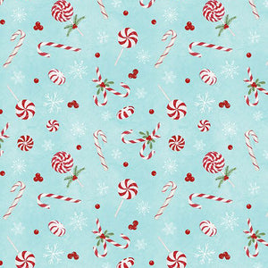 Frosty Merry-Mints Collection Sweet Toss Cotton Fabric 3017-27656 blue