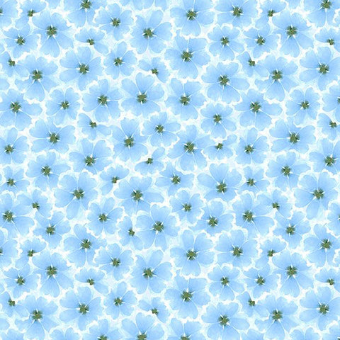 blue, Gentle Meadow Collection Tonal Flowers Cotton Fabric 32116