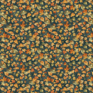 blue, Glorious Fall Collection Leaves Cotton Fabric 33912