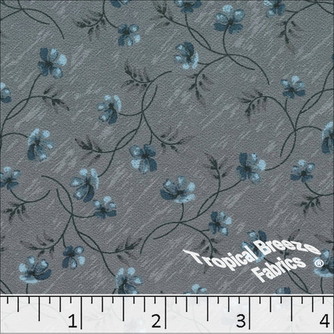 blue, Koshibo Floral Print Polyester Fabric 048611