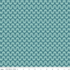 Melody Collection Leaves Cotton Fabric C15145 blue