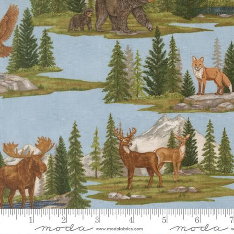 blue, Northwoods Collection Landscape and Nature Cotton Fabric 56190