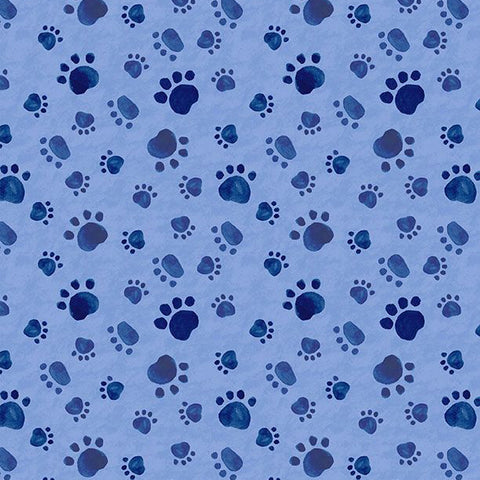 blue, Paws at Play Collection Paw Toss Cotton Fabric 39922