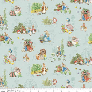 Blue, Peter Rabbit and Friends Characters Cotton Fabric CD15861