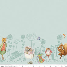 Blue, Peter Rabbit and Friends Collection Border Print Cotton Fabric CD15867