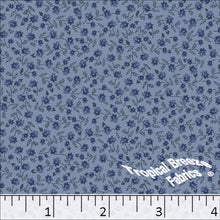 blue, Poly Cotton Small Floral Print Dress Fabric 6220