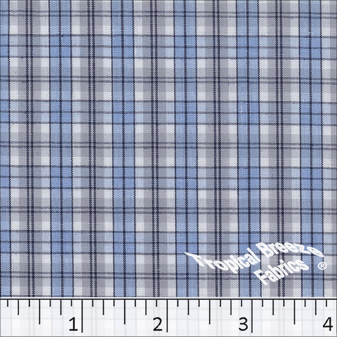 blue, Poly Cotton Yarn Dye Plaid Fabric 0596