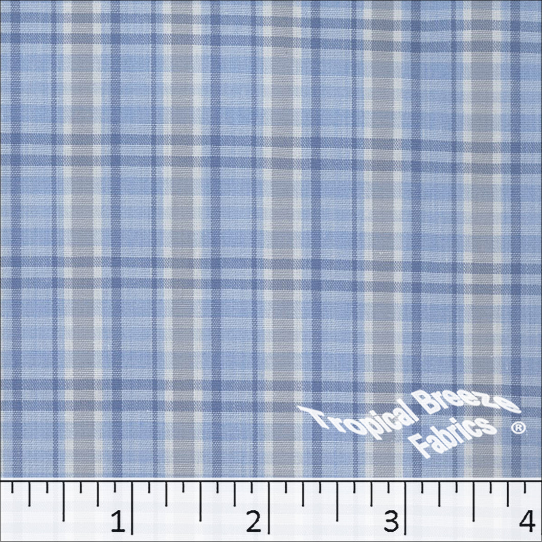 blue, Poly Cotton Yarn Dye Plaid Fabric 0741