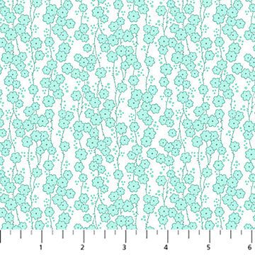 blue, Quilting in Bloom Collection Floral Vines Cotton Fabric 28837