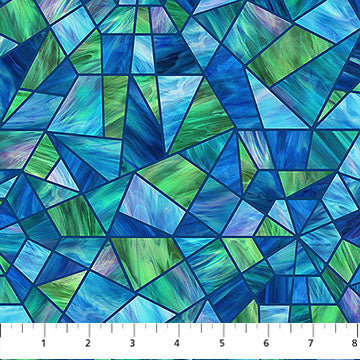 blue, Risen Collection Stained Glass Cotton Fabric DP28661