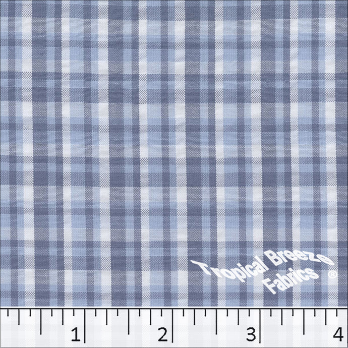 Seersucker Plaid Fabric 48830 blue