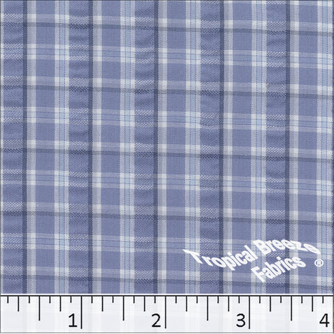 blue, Seersucker Plaid Poly Cotton Fabric 488611