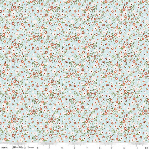 blue, Sketchbook Collection Blossoms Cotton Fabric CD17524